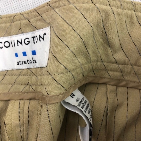 Covington Stretch Slacks Dress Pants Tan Stripe 14 - Picture 5 of 6